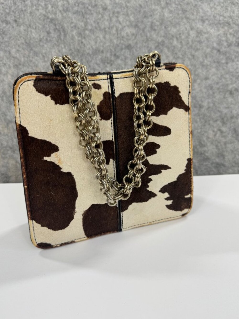 Topshop Cow Print Leather Purse Bag Small Sian Chain Strap